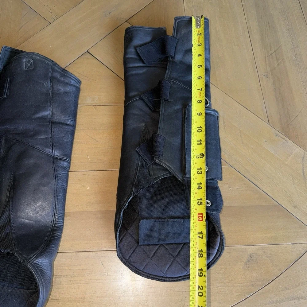 Vtg Harley-Davidson Leather Biker Riding Boot Leg Covers Gaiters Black Unisex